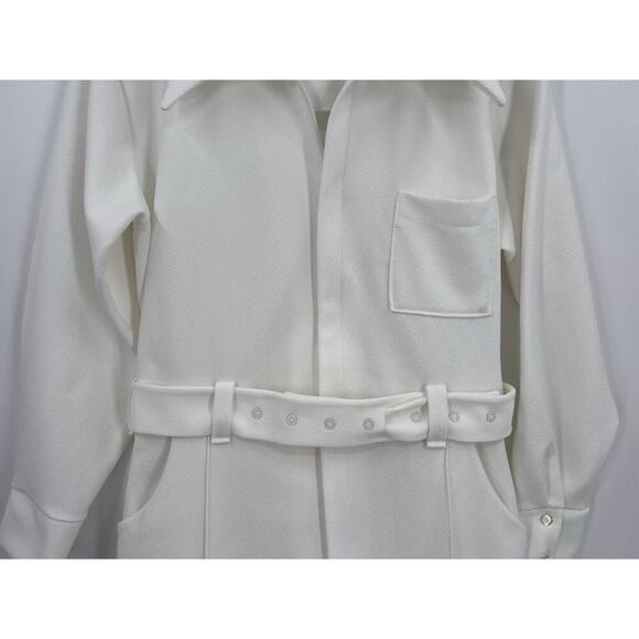 Vintage 70s Le Voy White Disco Leisure Jumpsuit Polyester Retro Groovy - Picture 3 of 15